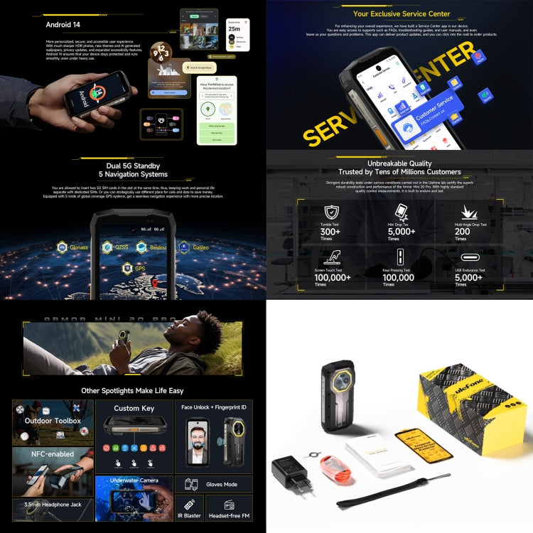 Ulefone Armor Mini 20 Pro, 8GB+256GB, IP68/IP69K Rugged Phone, 4.7 inch Android 14 MediaTek Dimensity 6300 5G Octa Core, Network: 5G, NFC, OTG Ulefone Armor Mini 20 Pro, 8GB+256GB, IP68/IP69K Rugged Phone, 4.7 inch Android 14 MediaTek Dimensity 6300 5G Octa Core, Network: 5G, NFC, OTG